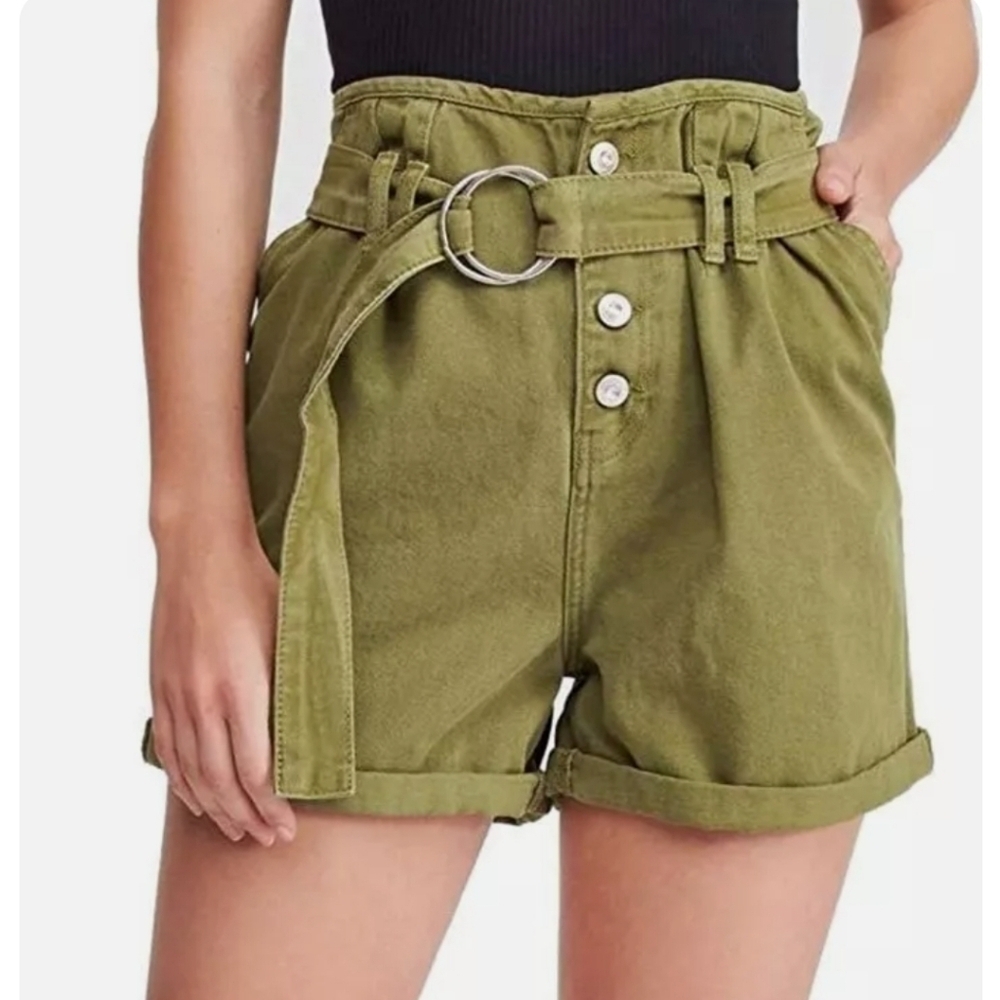 Free People Cindy Utility Paper Bag High Rise Shorts- size 4